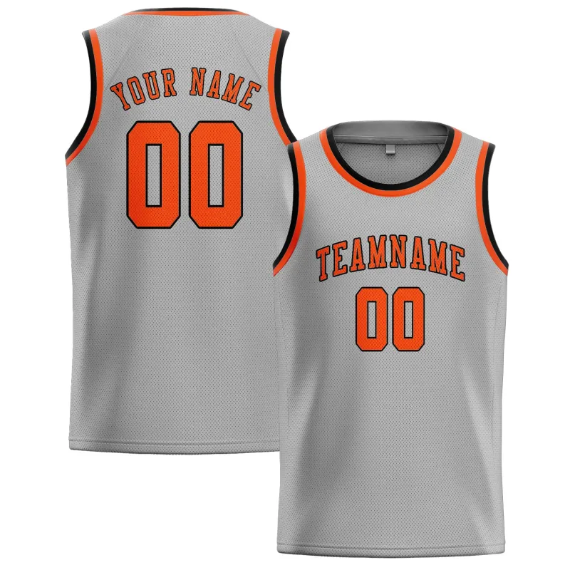 Custom Gray Orange Red Basketball Jersey made by Tailorly