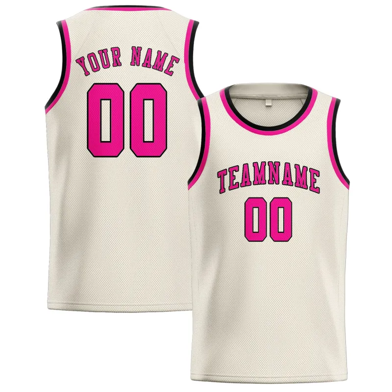 Custom Cream Pink Basketball Jersey made by Tailorly