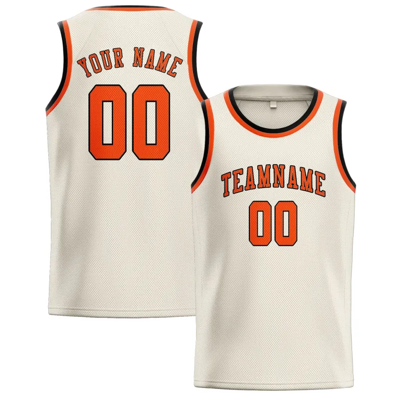 Custom Cream Orange Red Basketball Jersey made by Tailorly