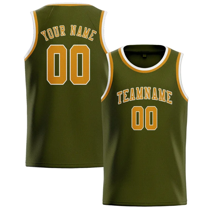 Custom Olive Yellow Basketball Jersey made by Tailorly
