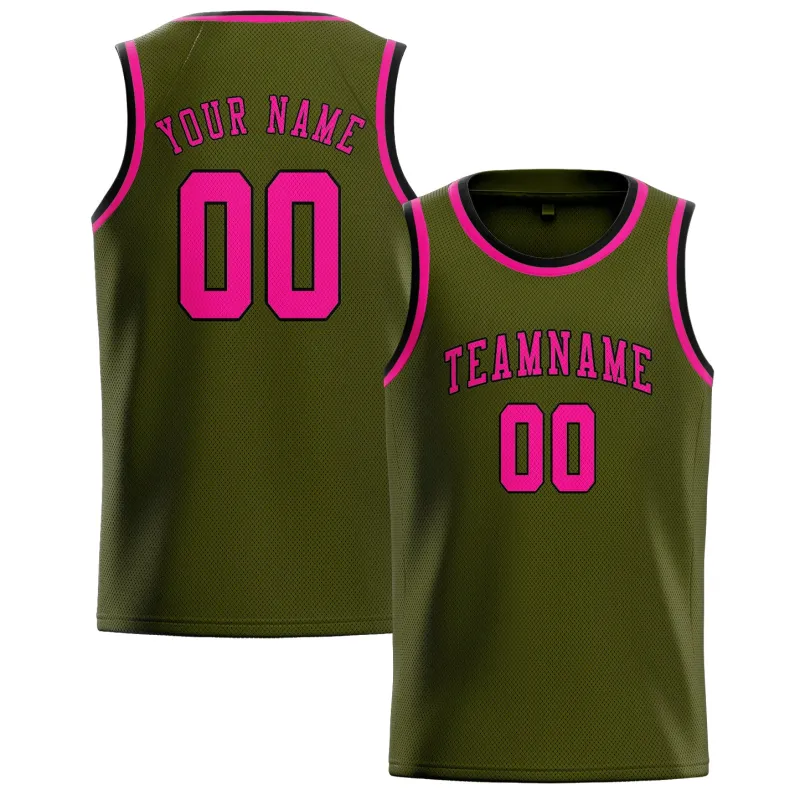 Custom Olive Pink Basketball Jersey made by Tailorly