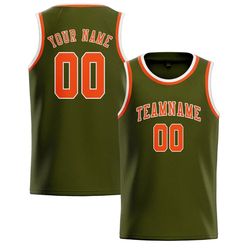 Custom Olive Orange Red Basketball Jersey made by Tailorly