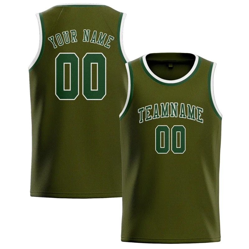 Custom Olive Dark Green Basketball Jersey made by Tailorly