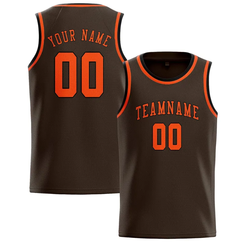 Custom Brown Orange Red Basketball Jersey made by Tailorly