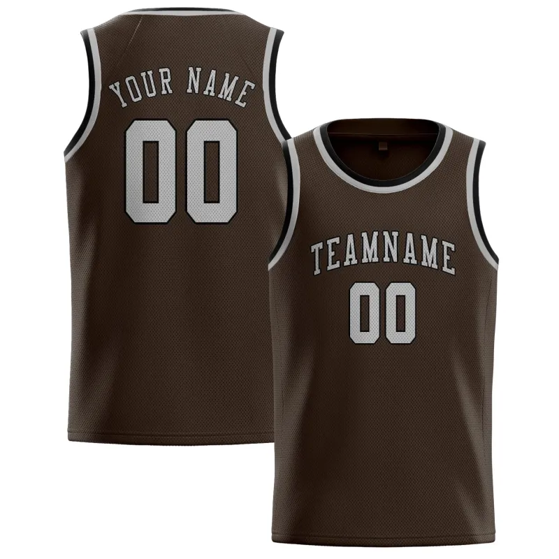 Custom Brown Gray Basketball Jersey made by Tailorly