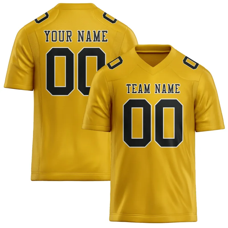 Custom Gold Black Football Jersey made by Tailorly
