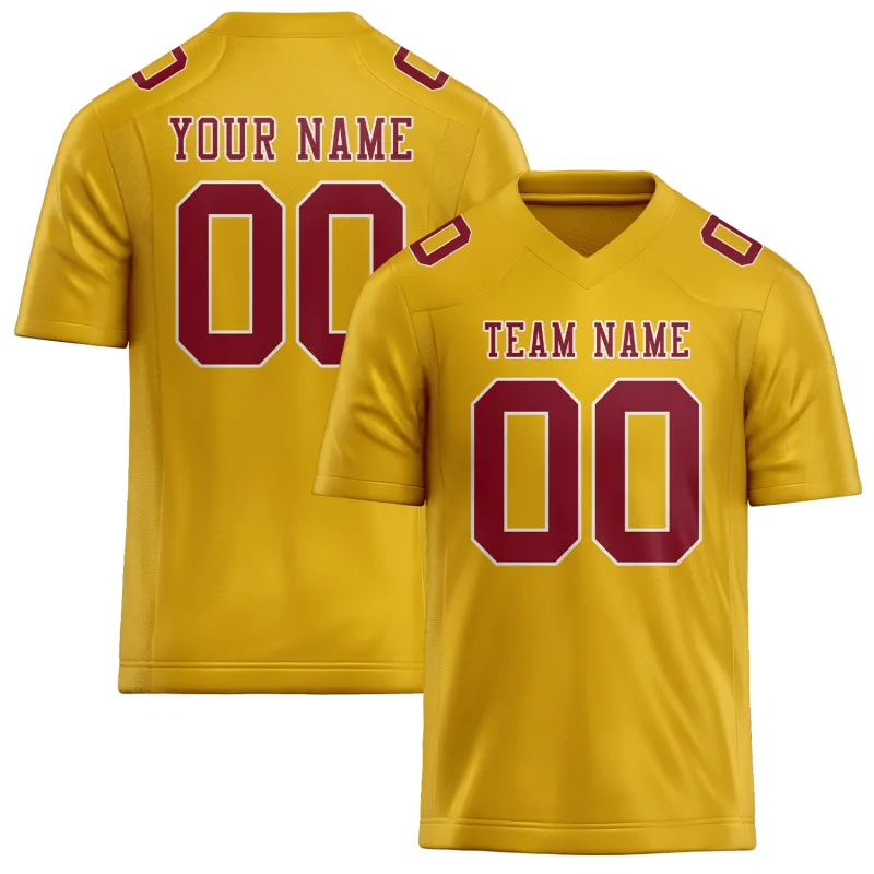 Custom Gold Crimson Red Football Jersey made by Tailorly