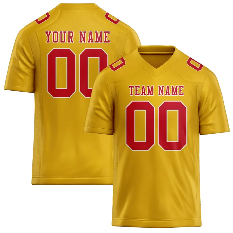 Custom Gold Red Football Jersey made by Tailorly