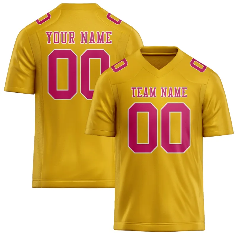 Custom Gold Pink Football Jersey made by Tailorly