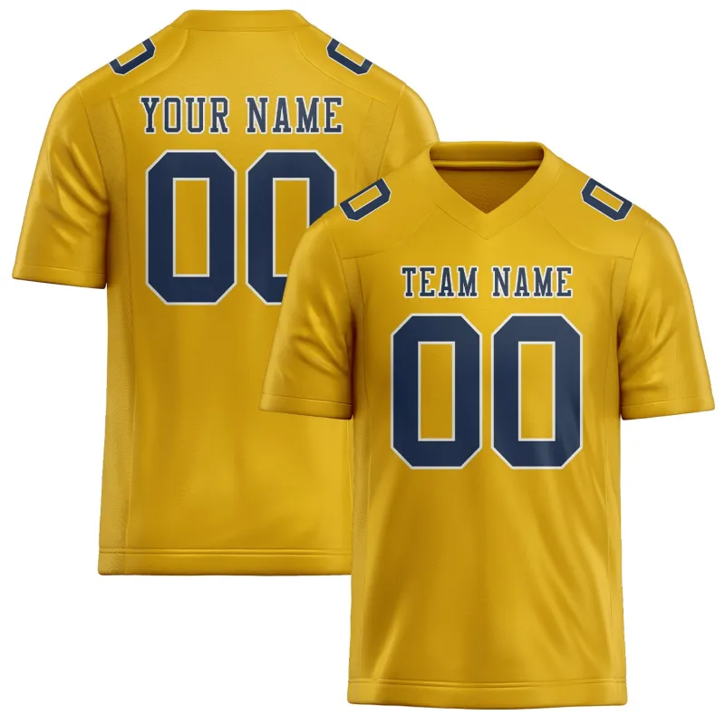 Custom Gold Blue Football Jersey made by Tailorly
