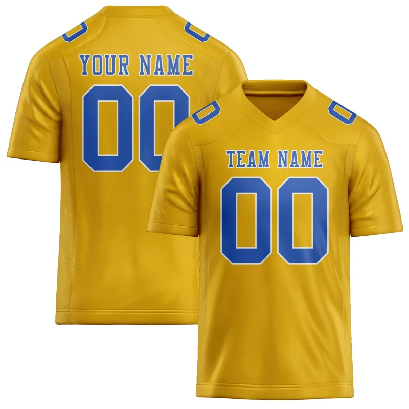 Custom Gold Sky Blue Football Jersey made by Tailorly