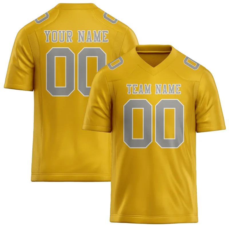 Custom Gold Gray Football Jersey made by Tailorly