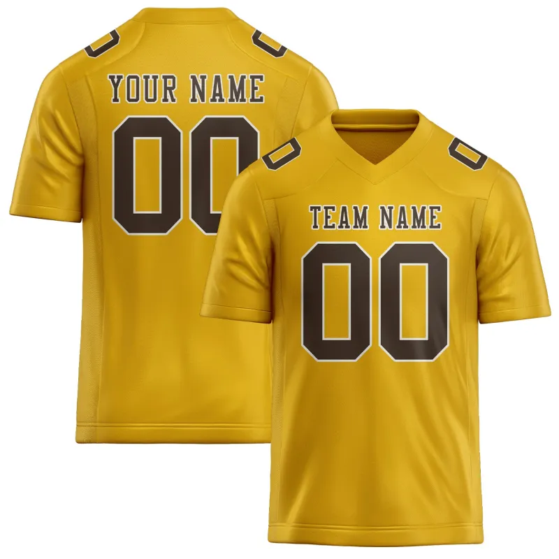 Custom Gold Brown Football Jersey made by Tailorly