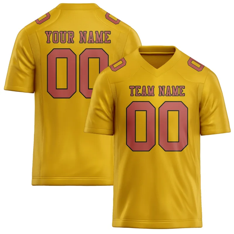 Custom Gold Copper Rose Football Jersey made by Tailorly