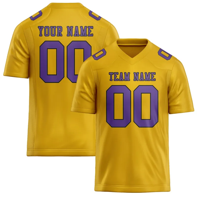 Custom Gold Light Purple Football Jersey made by Tailorly
