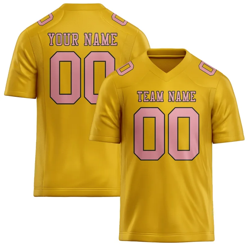 Custom Gold Light Pink Football Jersey made by Tailorly