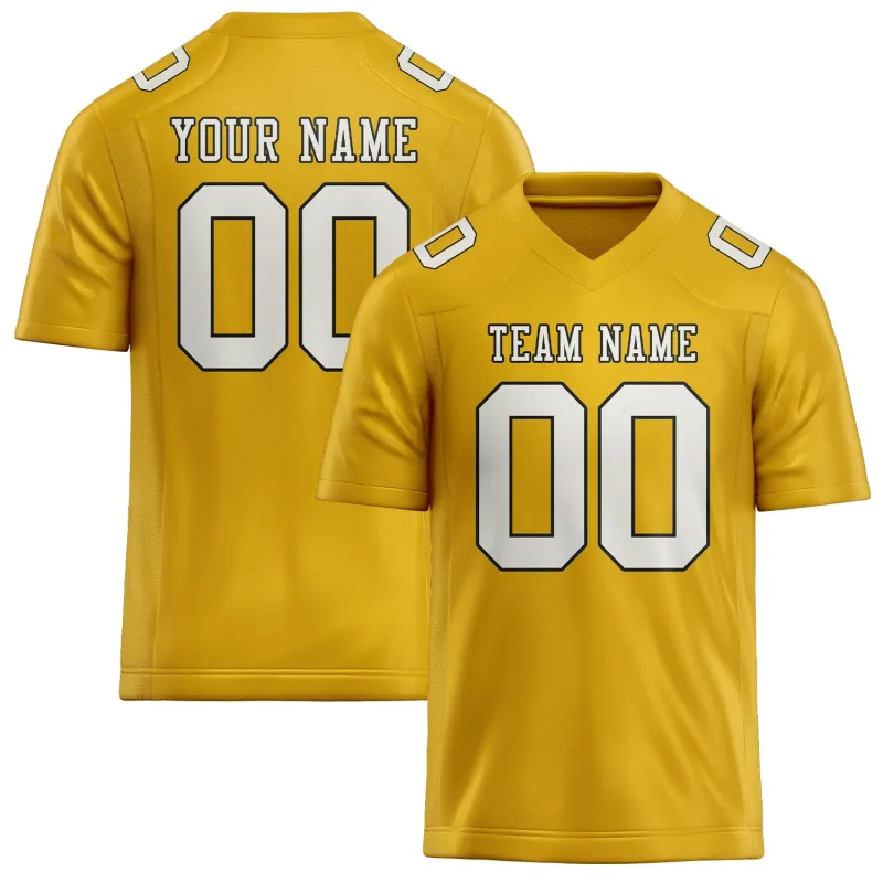 Custom Gold White Football Jersey made by Tailorly