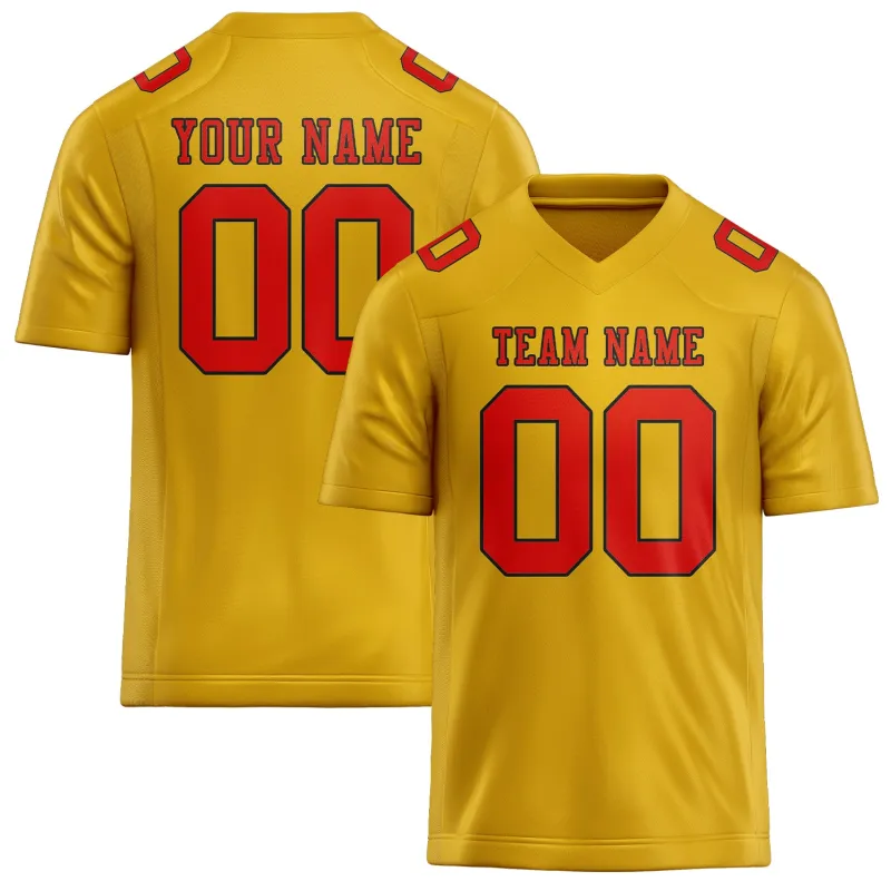 Custom Gold Orange Red Football Jersey made by Tailorly