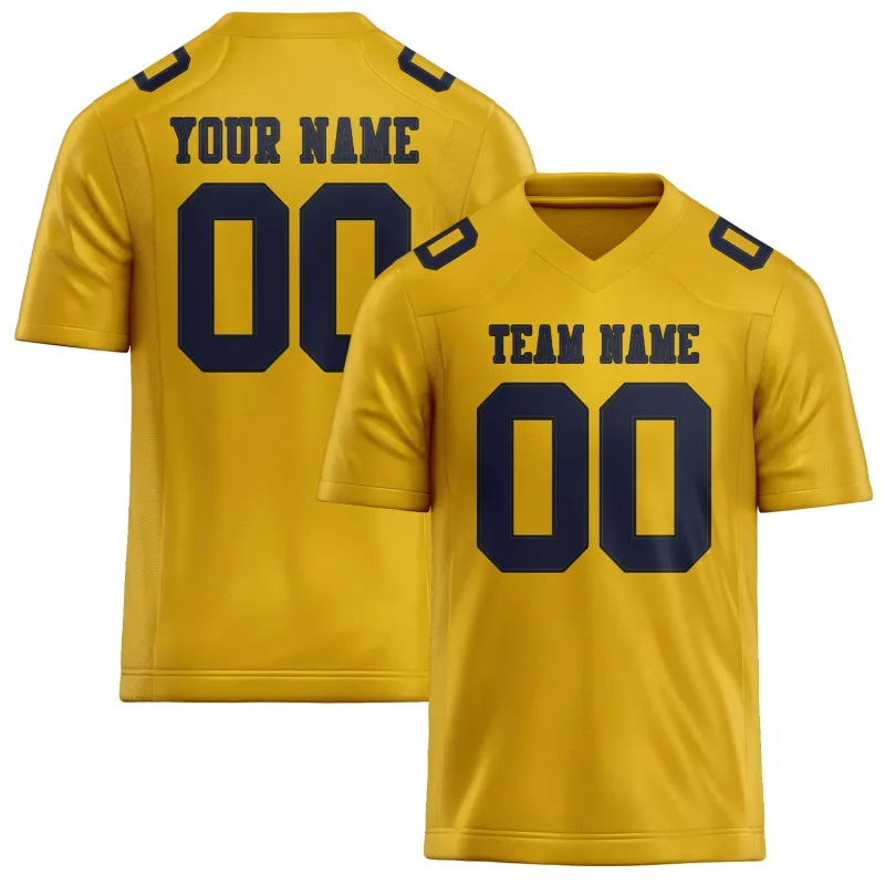 Custom Gold Navy Football Jersey made by Tailorly
