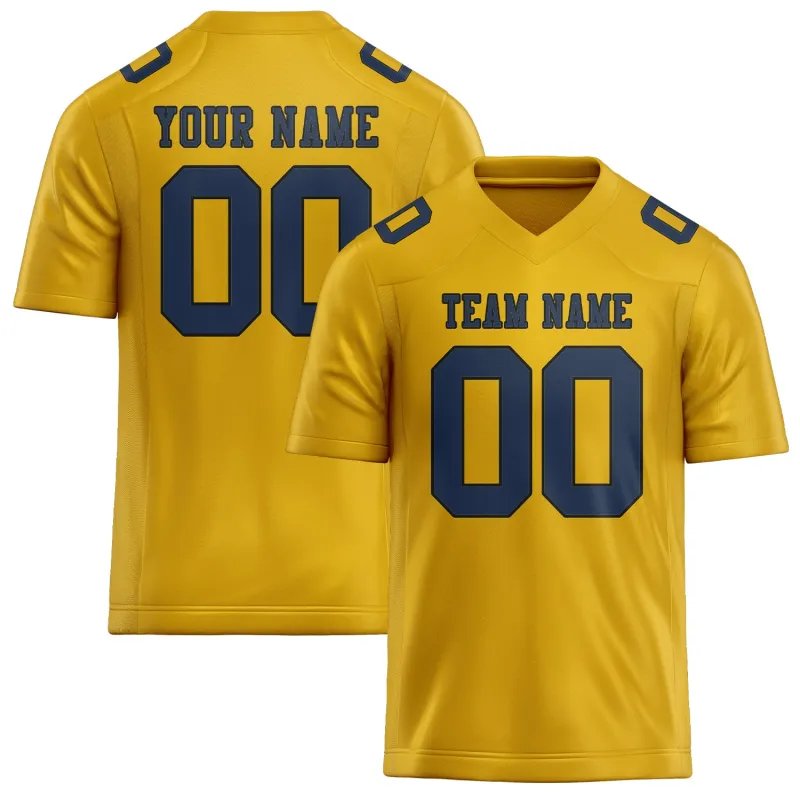 Custom Gold Blue Football Jersey made by Tailorly