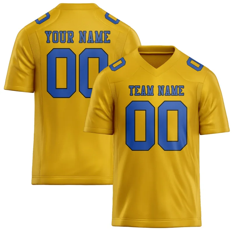 Custom Gold Sky Blue Football Jersey made by Tailorly