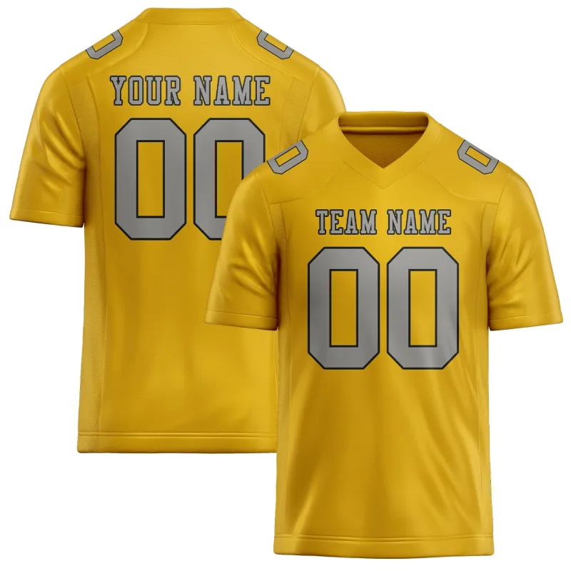 Custom Gold Gray Football Jersey made by Tailorly