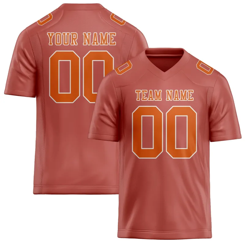 Custom Copper Rose Orange Football Jersey made by Tailorly