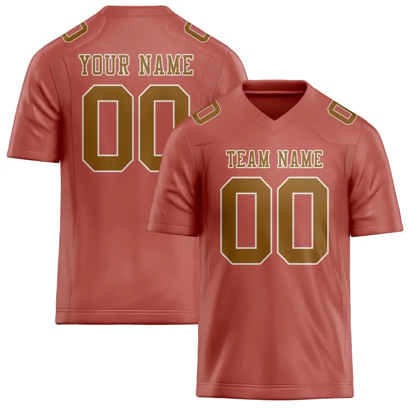Custom Copper Rose Khaki Football Jersey made by Tailorly