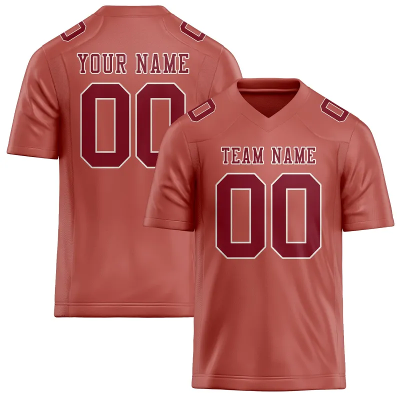 Custom Copper Rose Crimson Red Football Jersey made by Tailorly