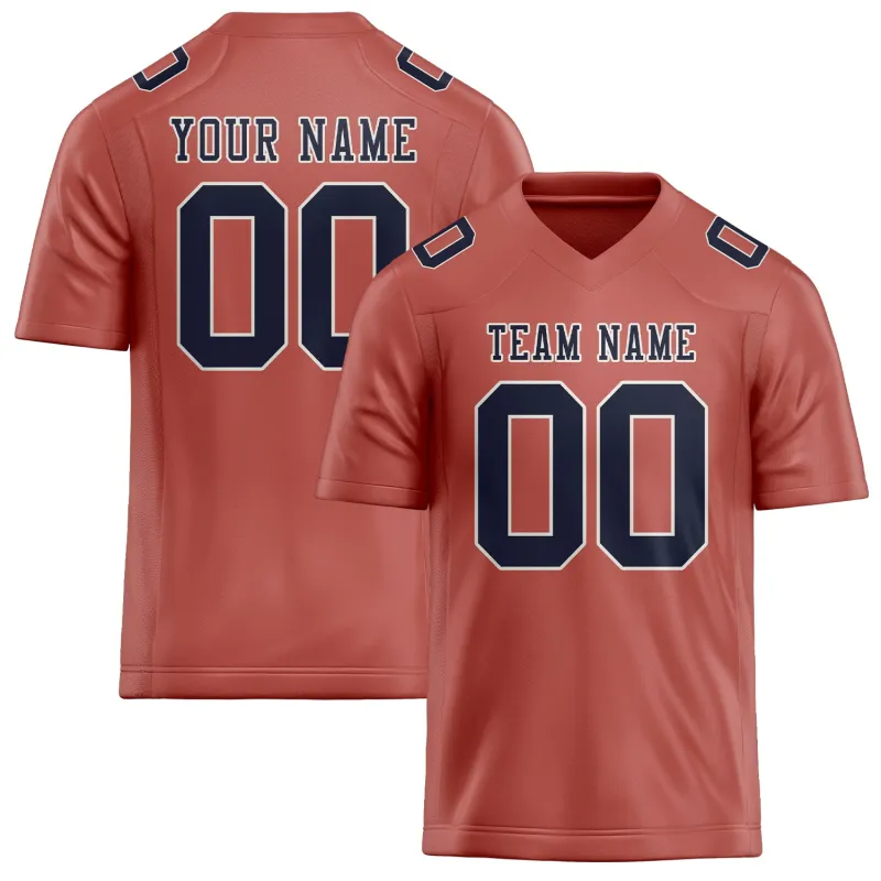 Custom Copper Rose Navy Football Jersey made by Tailorly