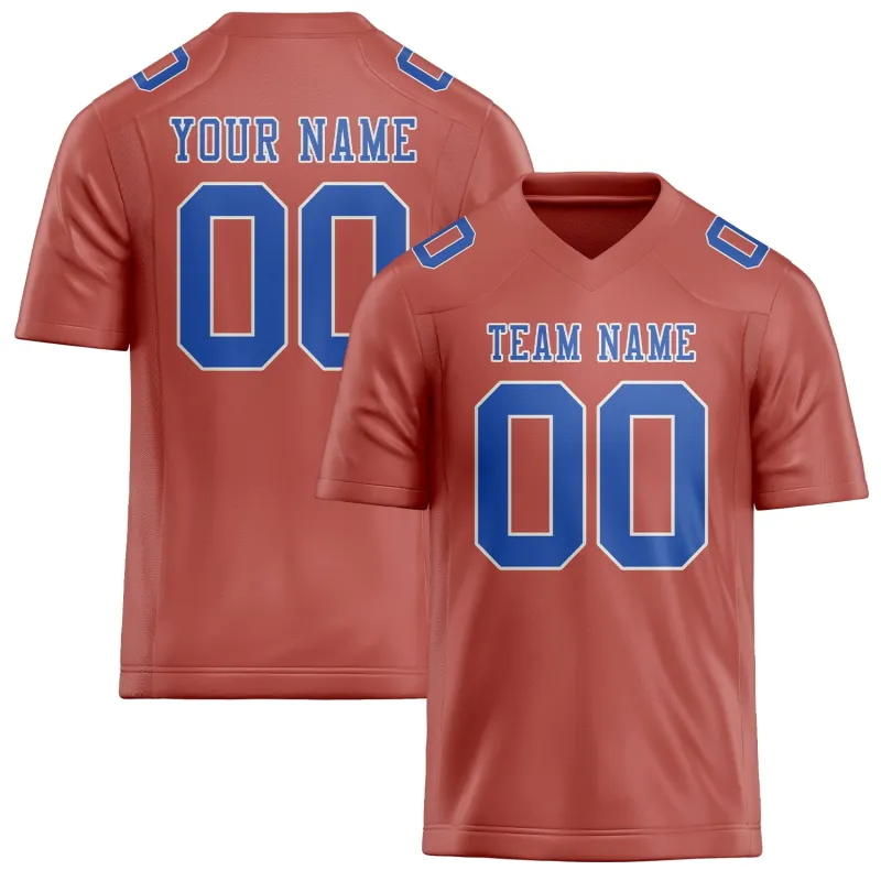 Custom Copper Rose Sky Blue Football Jersey made by Tailorly