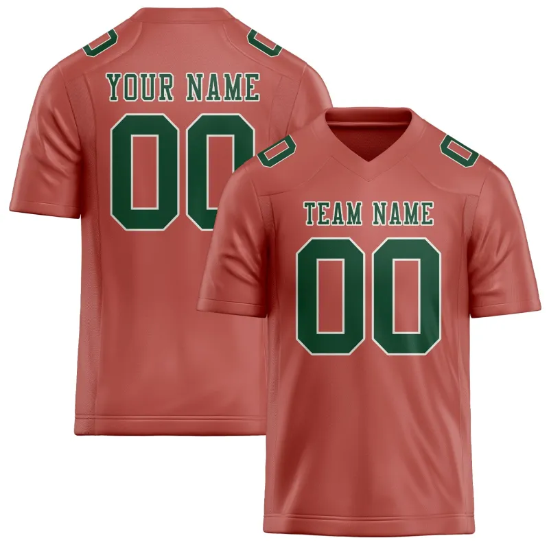 Custom Copper Rose Green Football Jersey made by Tailorly