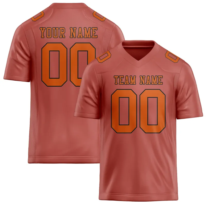 Custom Copper Rose Orange Football Jersey made by Tailorly
