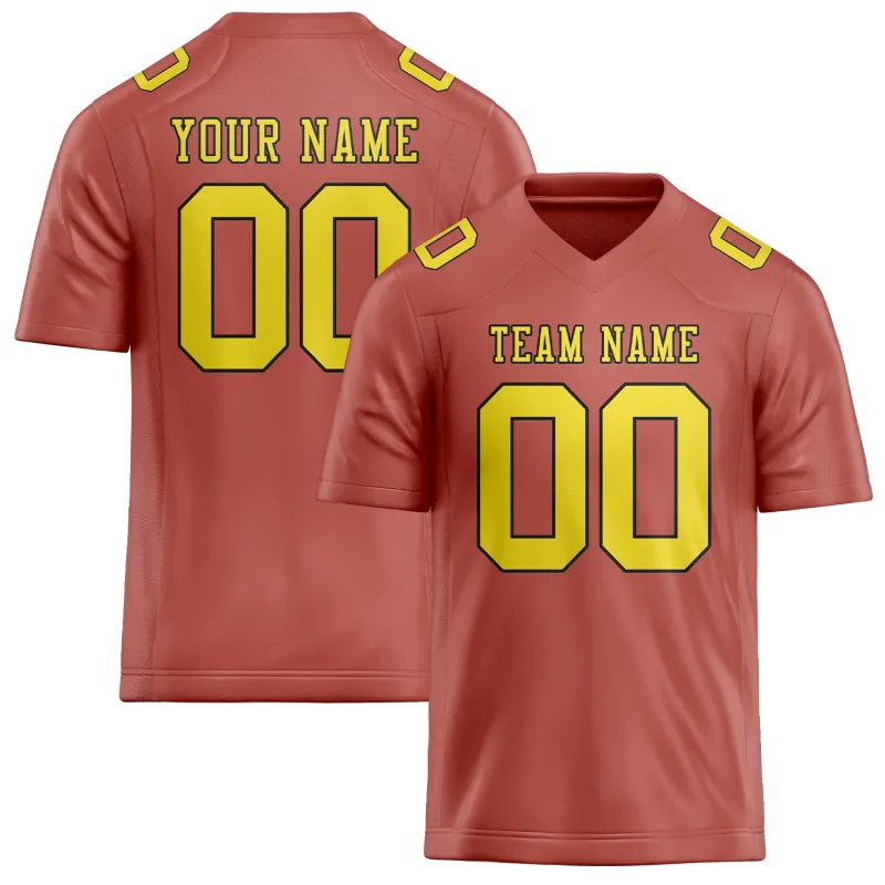 Custom Copper Rose Light Yellow Football Jersey made by Tailorly