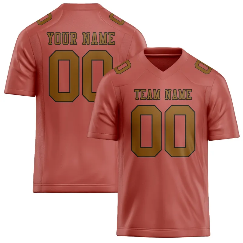 Custom Copper Rose Khaki Football Jersey made by Tailorly