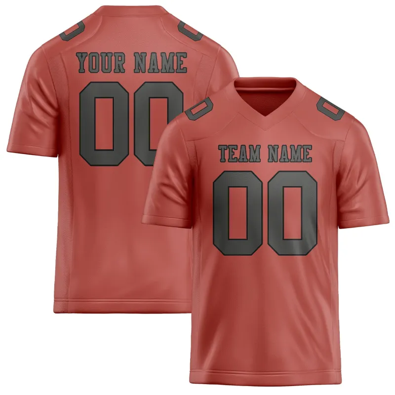 Custom Copper Rose Dark Grey Football Jersey made by Tailorly
