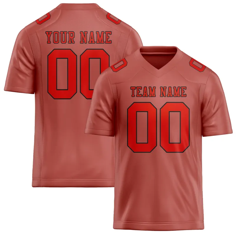 Custom Copper Rose Orange Red Football Jersey made by Tailorly