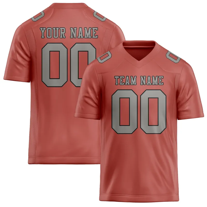 Custom Copper Rose Gray Football Jersey made by Tailorly