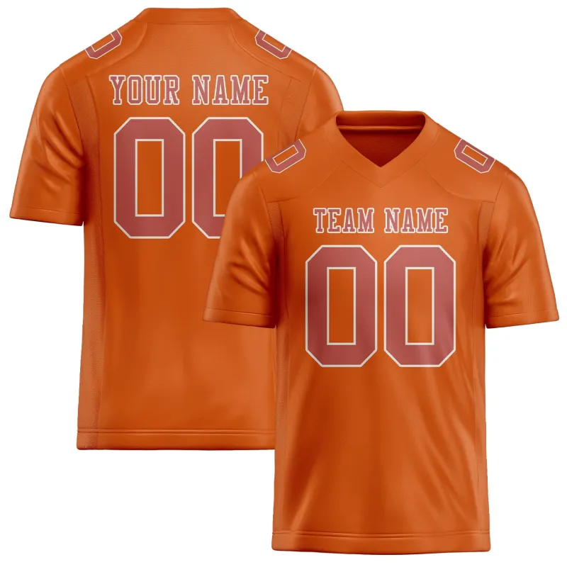 Custom Orange Copper Rose Football Jersey made by Tailorly