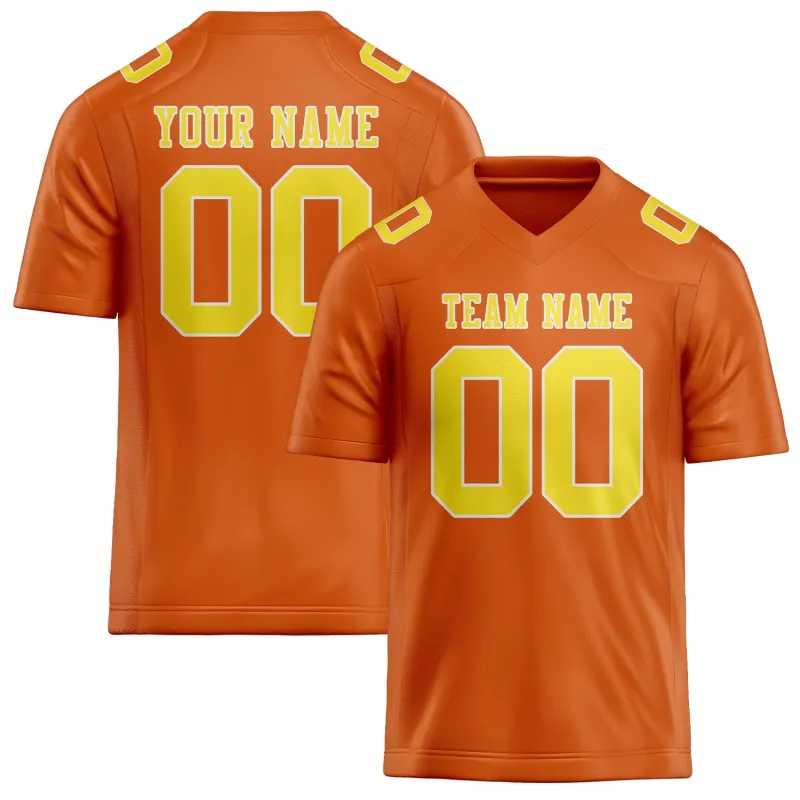 Custom Orange Light Yellow Football Jersey made by Tailorly
