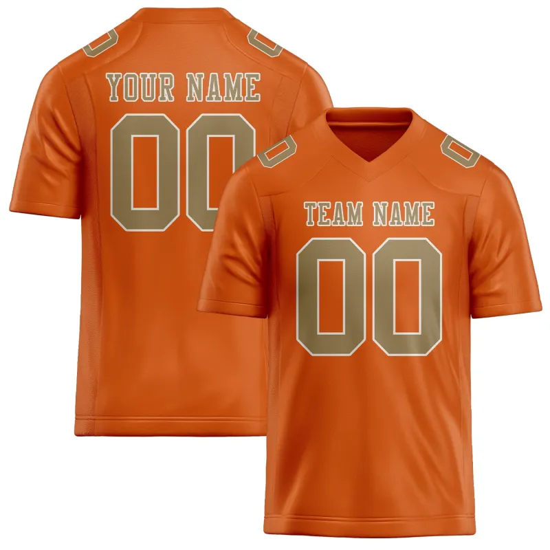 Custom Orange Light Khaki Football Jersey made by Tailorly