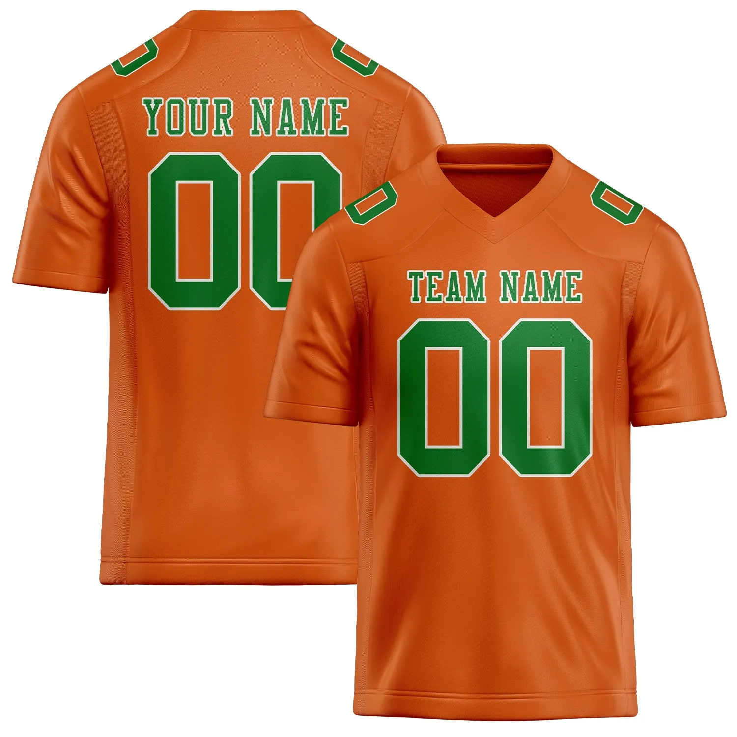 Custom Orange Emerald Green Football Jersey sold by Tailorly