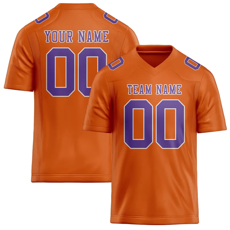 Custom Orange Light Purple Football Jersey made by Tailorly