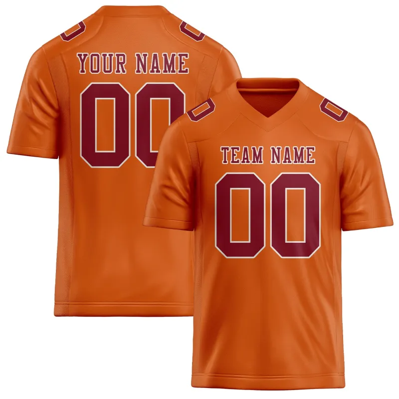 Custom Orange Crimson Red Football Jersey made by Tailorly