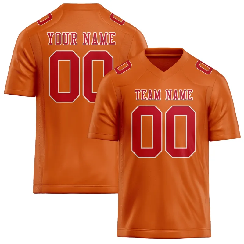 Custom Orange Red Football Jersey made by Tailorly