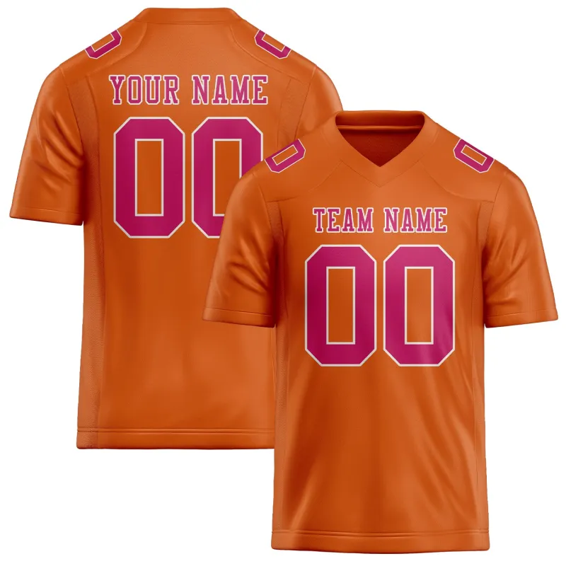 Custom Orange Pink Football Jersey made by Tailorly