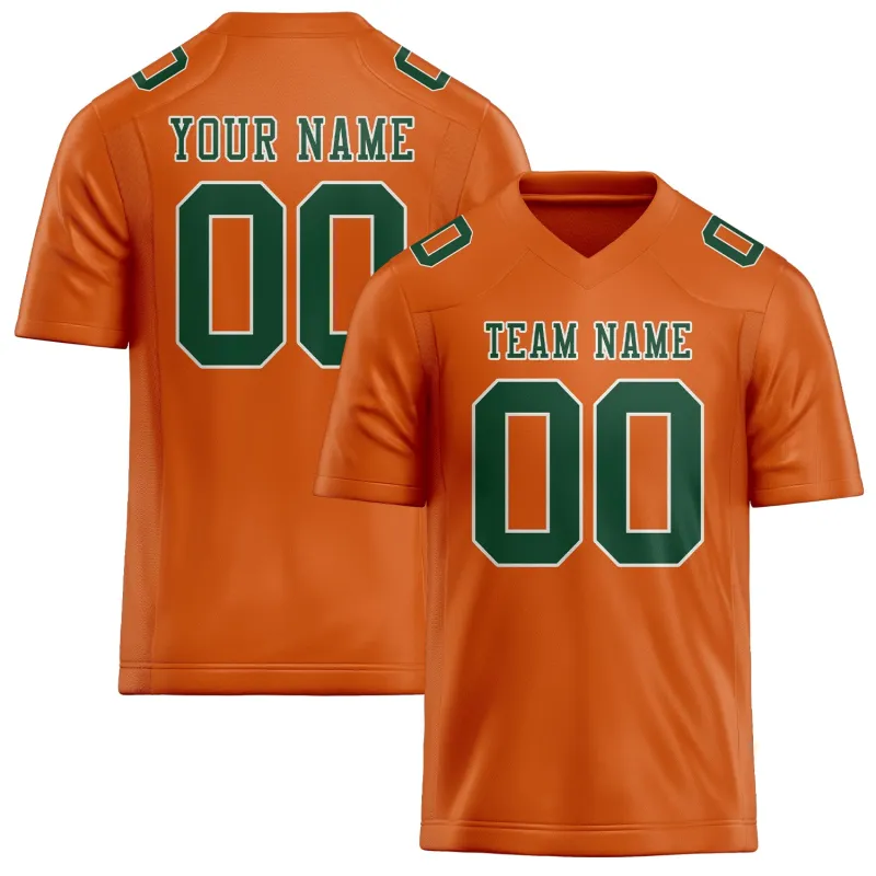 Custom Orange Green Football Jersey made by Tailorly