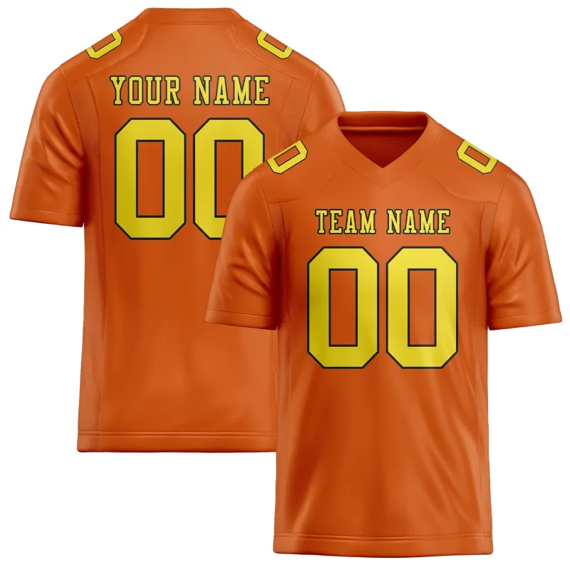 Custom Orange Light Yellow Football Jersey made by Tailorly