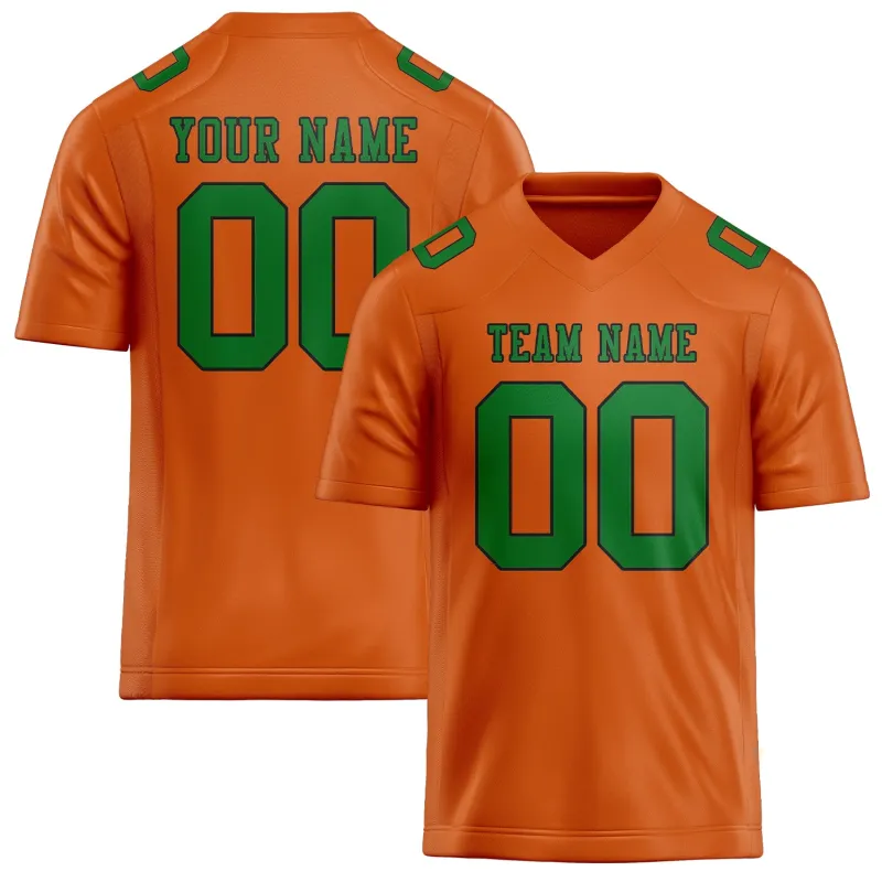Custom Orange Emerald Green Football Jersey made by Tailorly