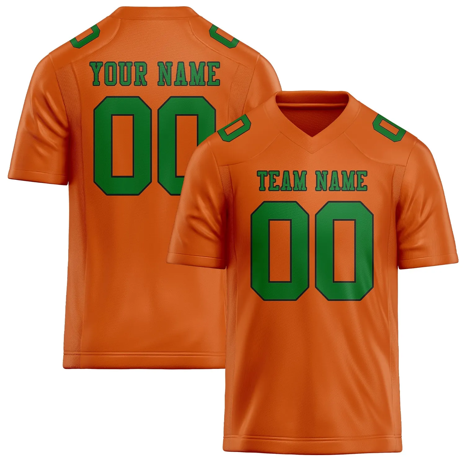 Custom Orange Emerald Green Football Jersey sold by Tailorly
